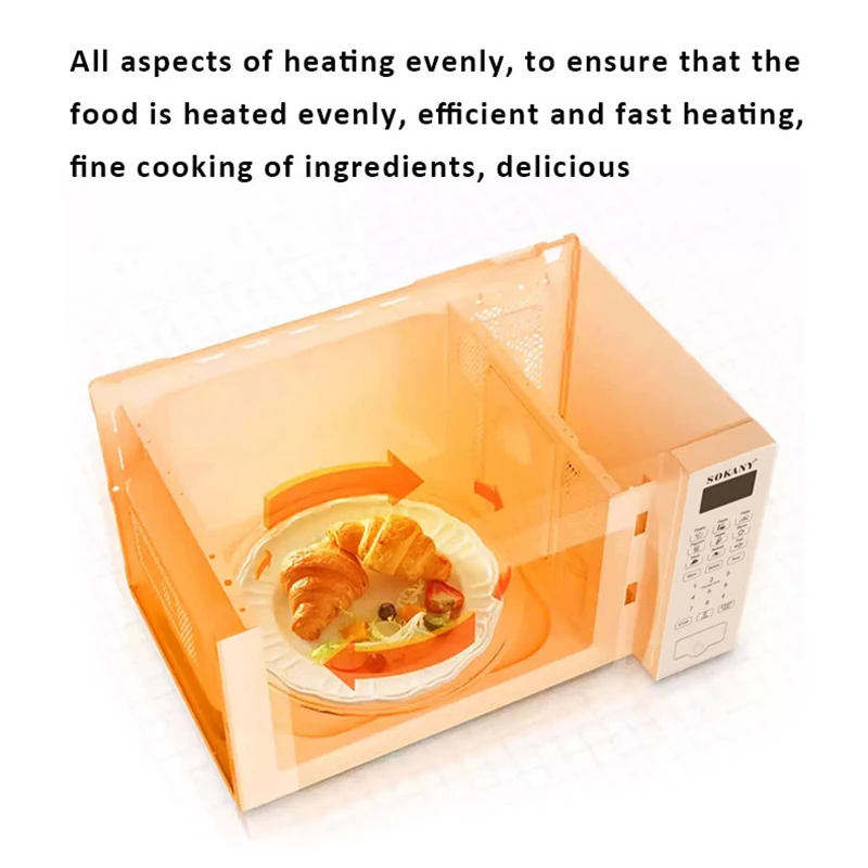 Microwave even heating technology diagram with croissant