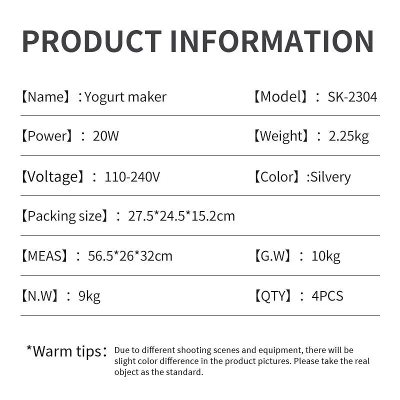 უჟანგავი ფოლადის იოგურტის საცხობი აპარატის ფასების სია 6