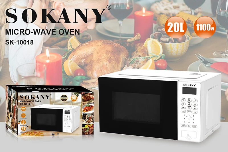 SOKANY 20L 1100W microwave oven with packaging