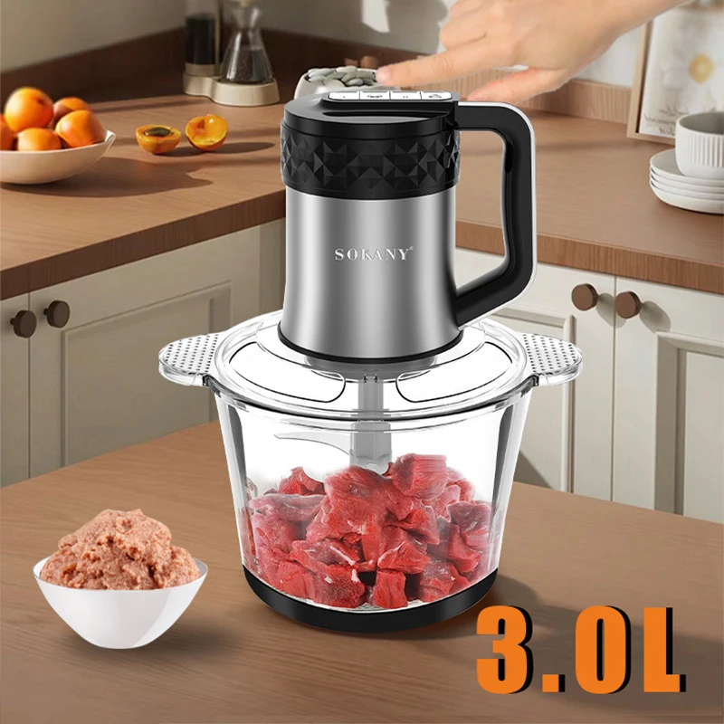 Hachoir électrique multifonction - Homeasy - 350W - Bol 2L en acier