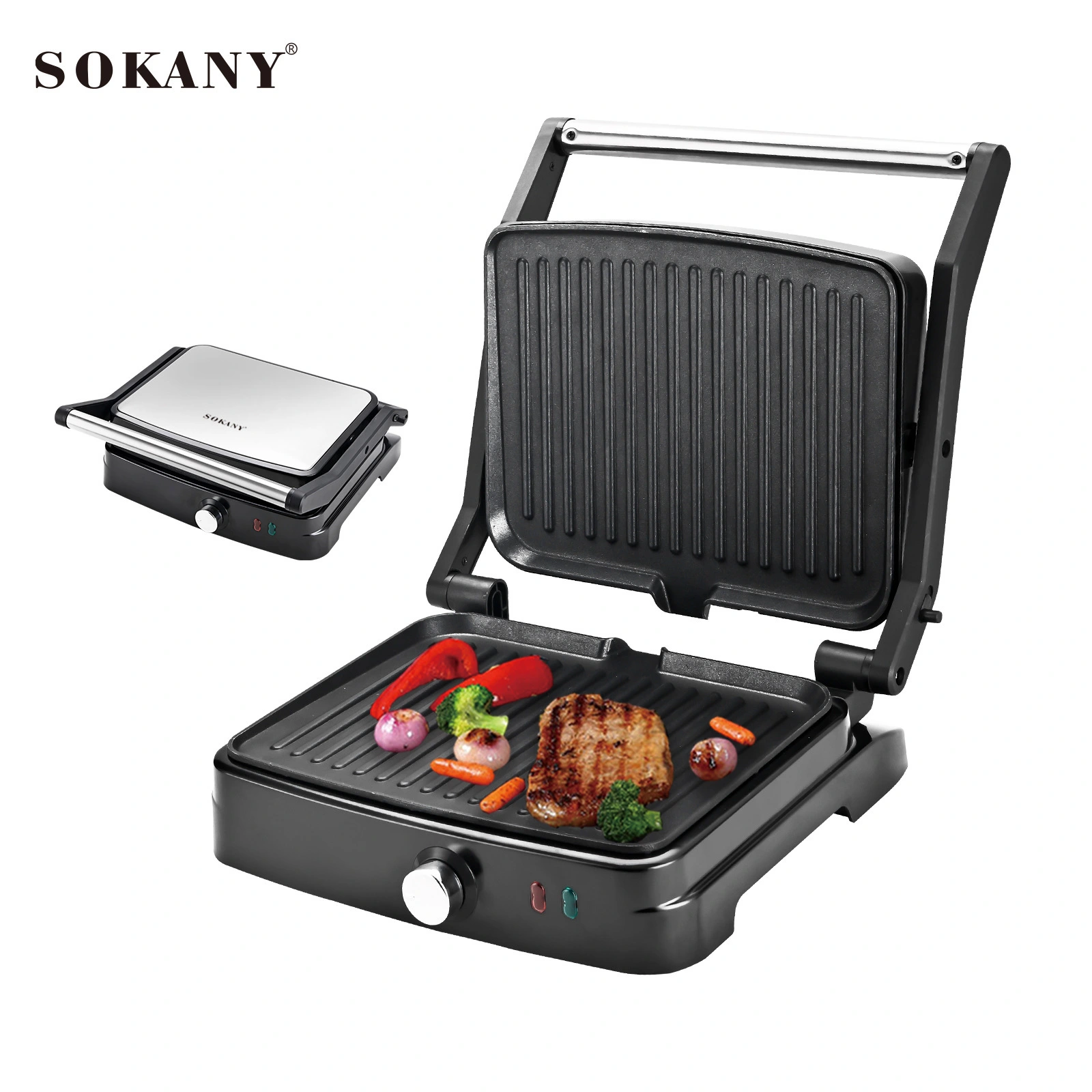 Churrasqueira elétrica SOKANY SK-204 com potência de 2.000 W e placas revestidas antiaderentes 1