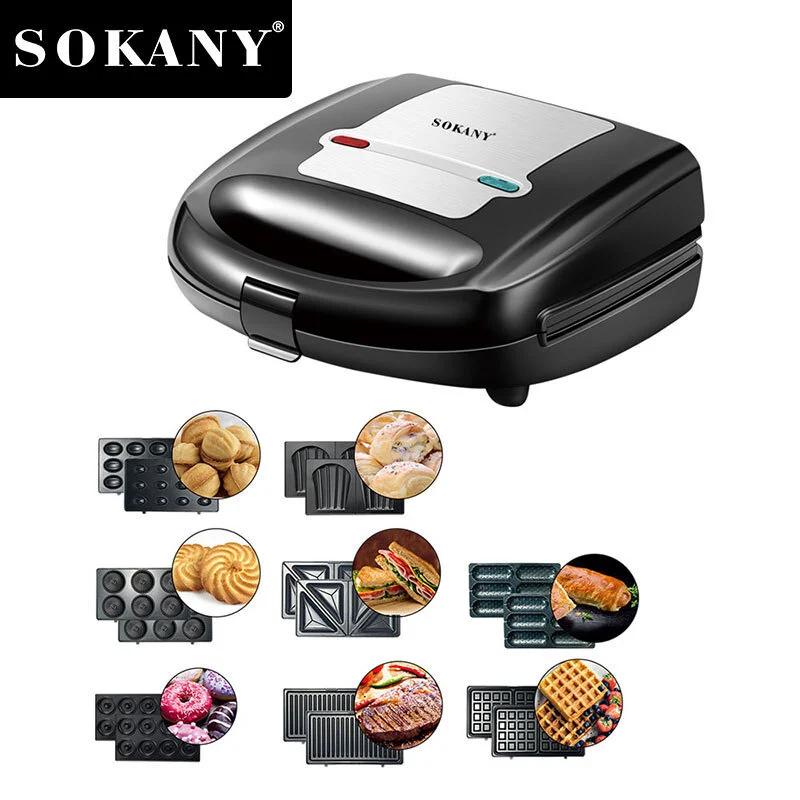 SOKANY SK-B140 8-in-1 sendviç hazırlayan dəsti, yapışmayan örtüklü və 750 Vt gücündə 1