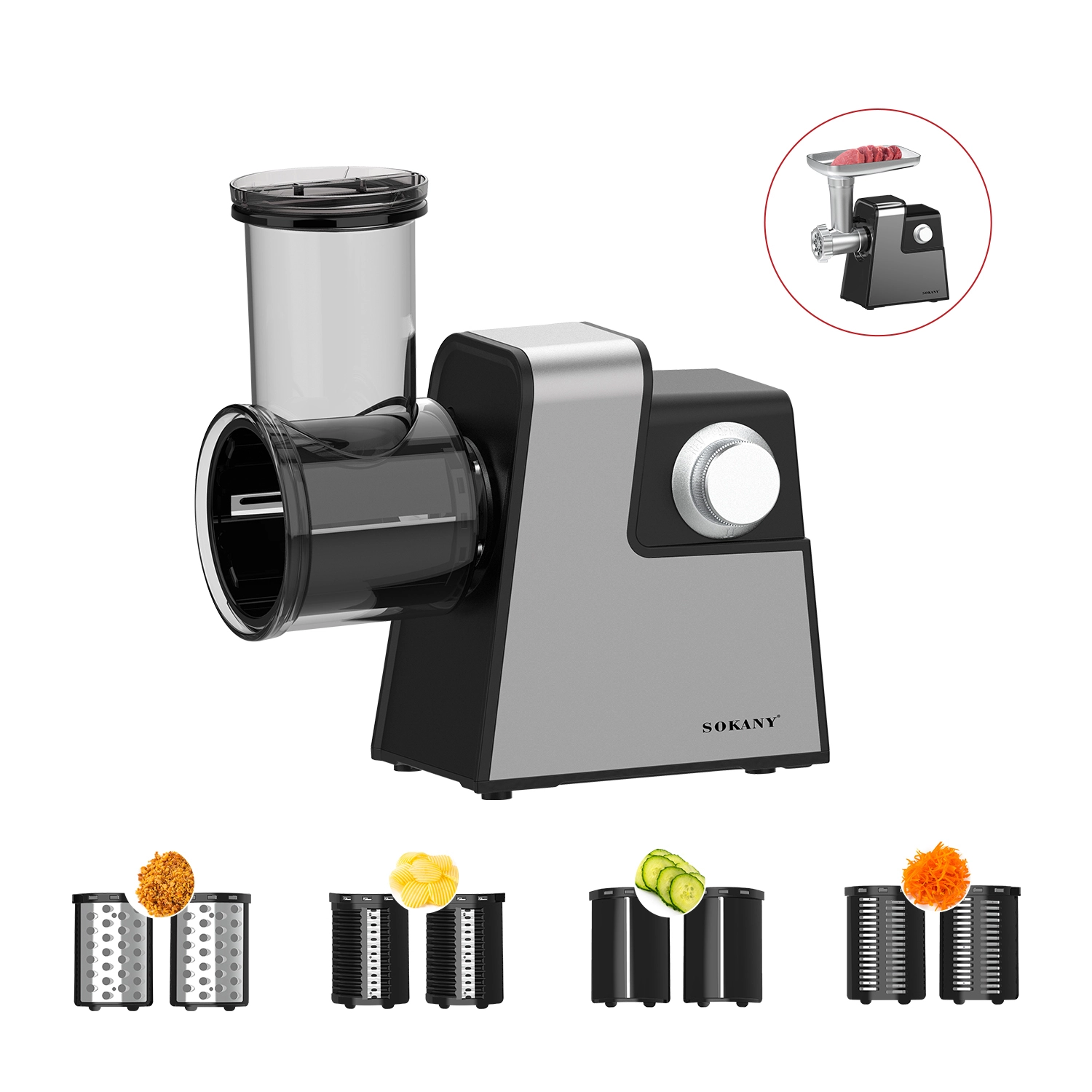 SOKANY SK-06010 Paslanmaz Çelik Kasalı Çok Fonksiyonlu 5'i 1 Arada Mutfak Robotu 1