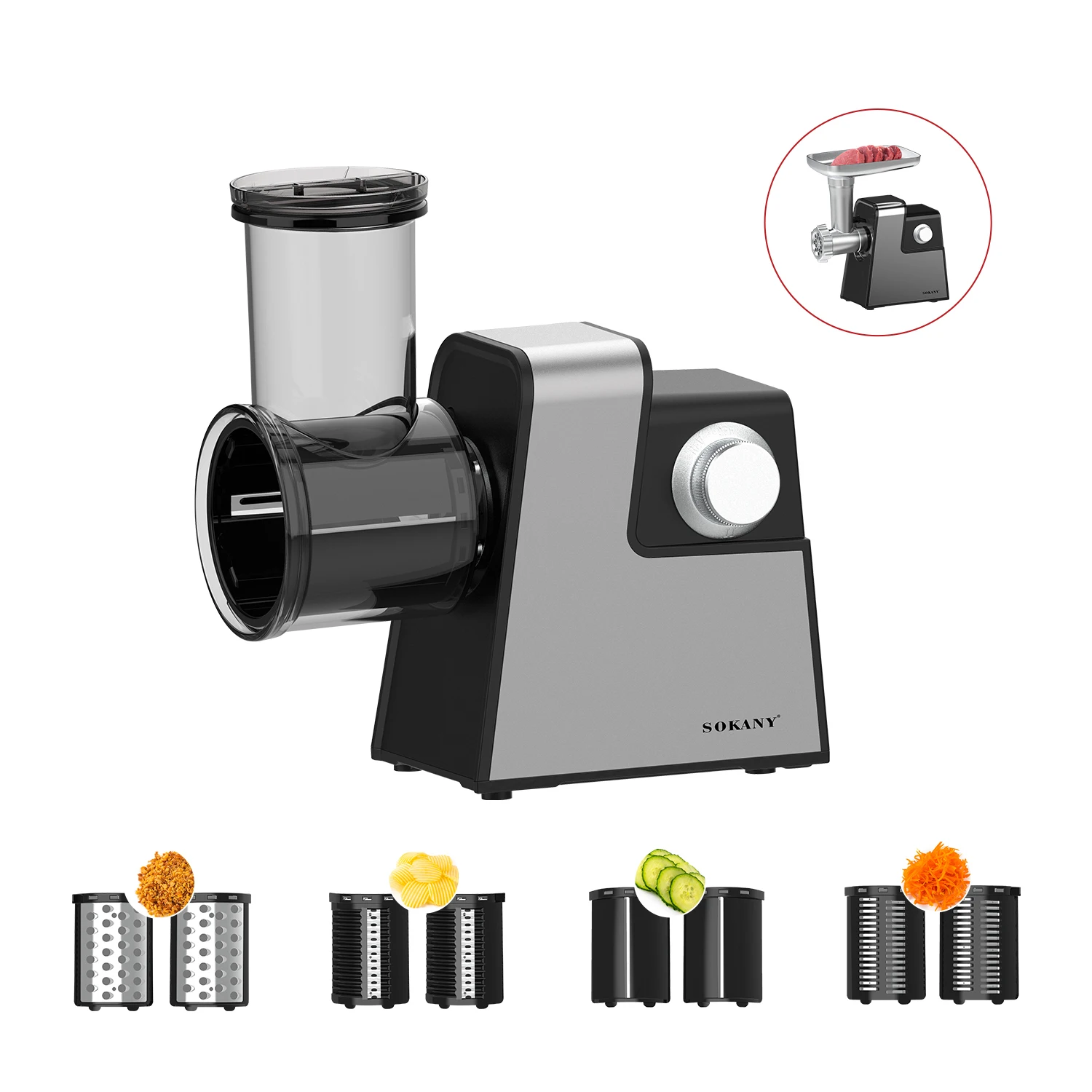 SOKANY SK-06010 Multi-Functional 5-in-1 Food Processor with Stainless Steel Case 1