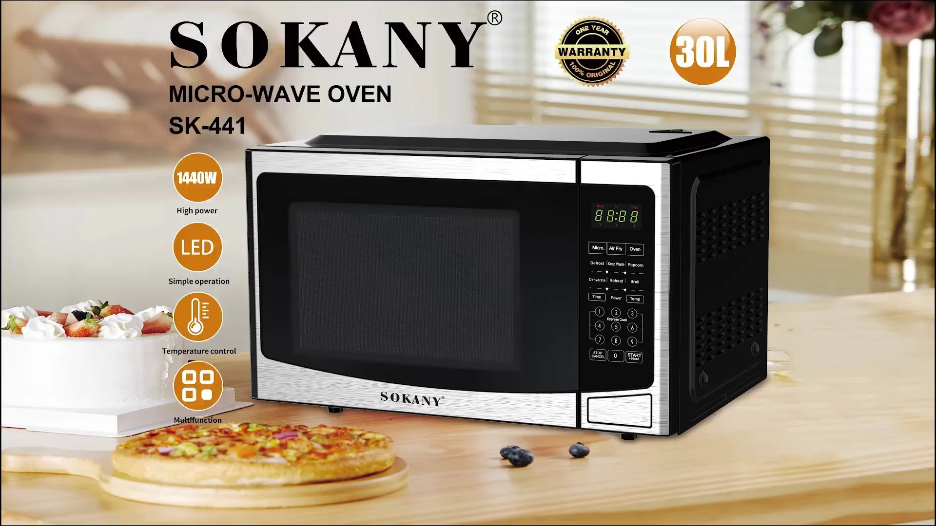 SOKANY SK-438 Microwave Oven with Child Safety Lock and 1440W Power